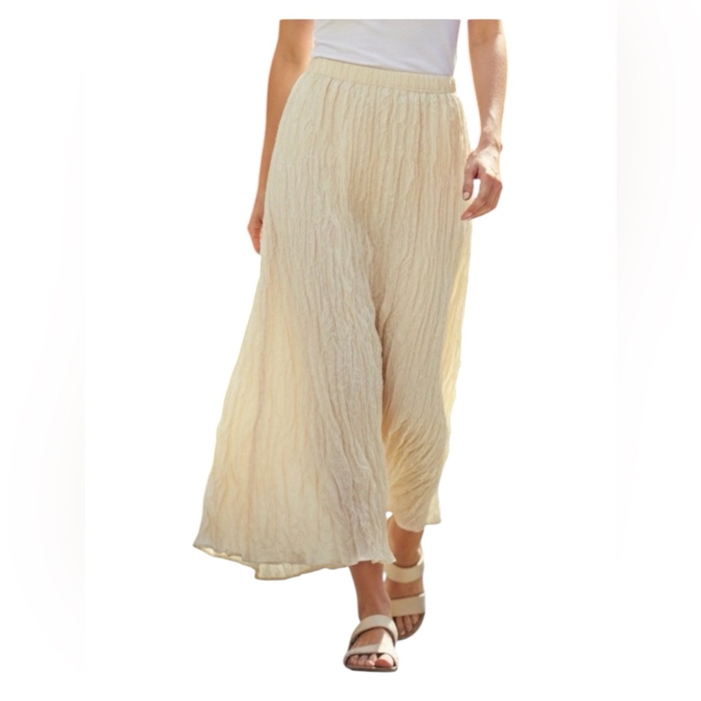 Vintage Adrian Jordan Silk Cream Accordion Pleat Crinkle Maxi Skirt 14/16 New